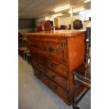 A LARGE MAHOGANY VICTORIAN CHEST OF FOUR DRAWERS, DEEP TOP DRAWER WITH TURNED KNOB HANDLES, 120cm