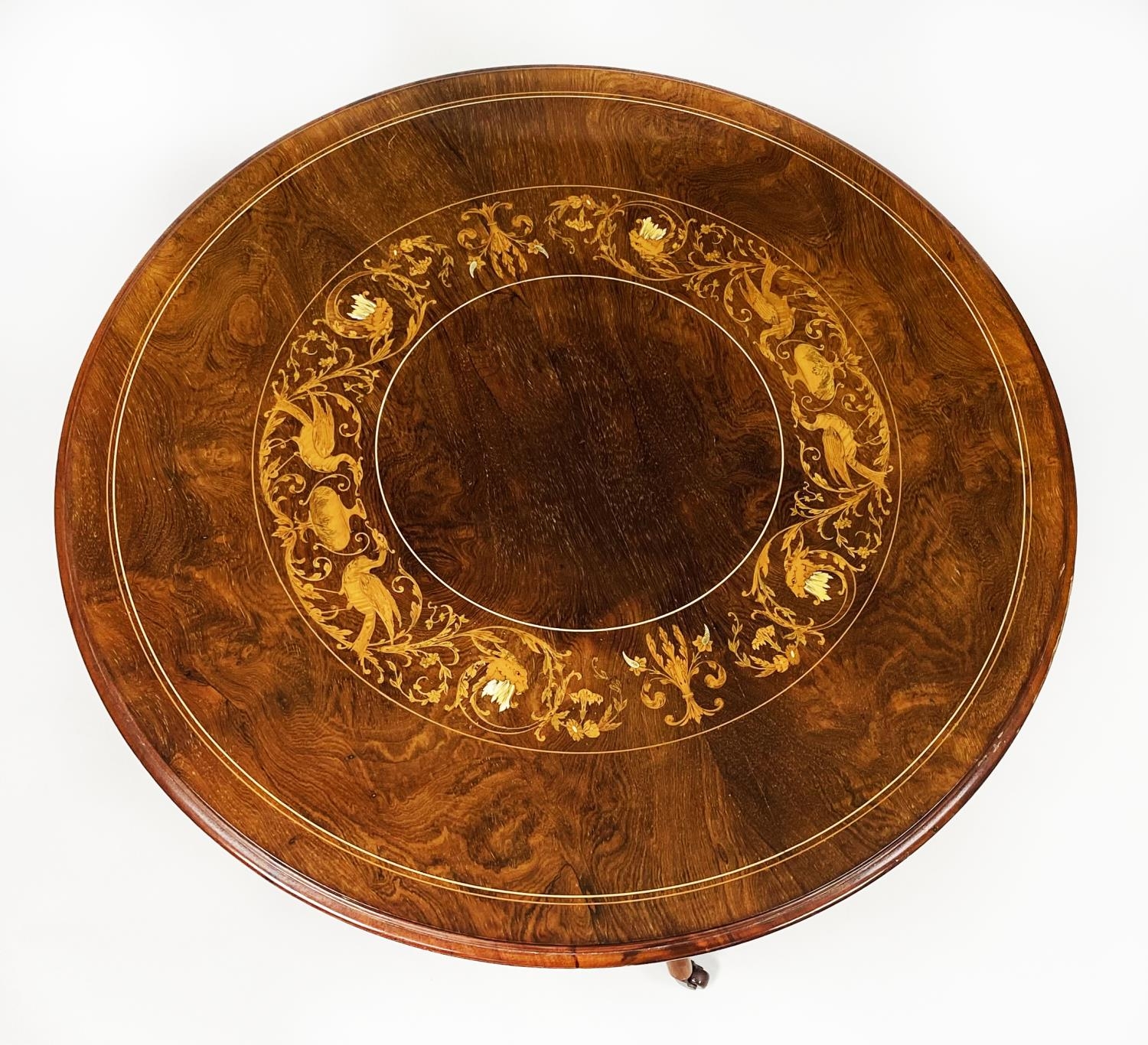 GOOD QUALITY EARLY TWENTIETH CENTURY IVORY AND BOXWOOD INLAID ROSEWOOD OCCASIONAL TABLE, the moulded - Image 2 of 4