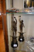 TWO SPELTER FIGURE'S 'LE JOUR' AND 'A NUIT' (2)