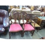 SET OF FOUR SHERATON STYLE SHIELD BACK DINING CHAIRS, WITH CARVED PRINCE OF WALES FEATHERS (2 +