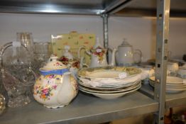 A ROYAL ALBERT 'OLD COUNTRY ROSES' TEA AND COFFEE POTS, ANOTHER TEA POT AND SIX VILLEROY AND BOCH '