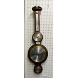 A MURAL CLOCK AND ANEROID BAROMETER, IN MAHOGANY BANJO CASE