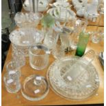 QUANTITY OF CUT GLASS WARES, TO INCLUDE 3 BOWLS; 3 PRESERVES JARS; ASHTRAY; ICE BUCKET; NUT