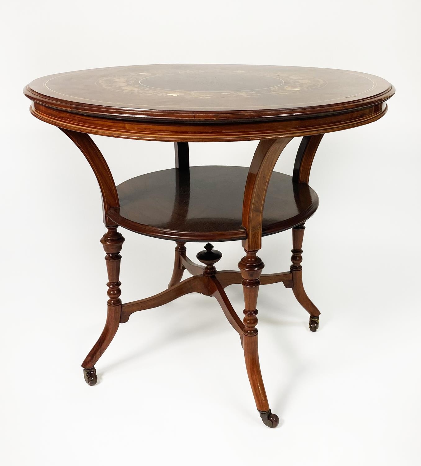 GOOD QUALITY EARLY TWENTIETH CENTURY IVORY AND BOXWOOD INLAID ROSEWOOD OCCASIONAL TABLE, the moulded - Image 4 of 4