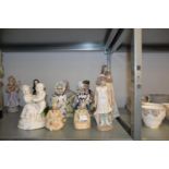 TWO PAIRS OF NODDING BISQUE FIGURES, 18cm HIGH, A PAIR OF SMALLER NODDING BISQUE FIGURES, 10cm HIGH,