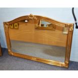 ARCH TOP GILT FRAMED OVERMANTEL WALL MIRROR