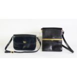 LADY'S NAZARENO GABRIELLI, ITALIAN BLACK LEATHER SLIM RECTANGULAR HANDBAG OR CLUTCH BAG, with