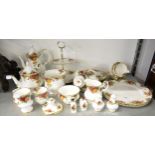 COLLECTION OF ROYAL ALBERT 'OLD COUNTRY ROSES' TO INCLUDE; TEAPOT, COFFEE POT, TWO TIER CAKE