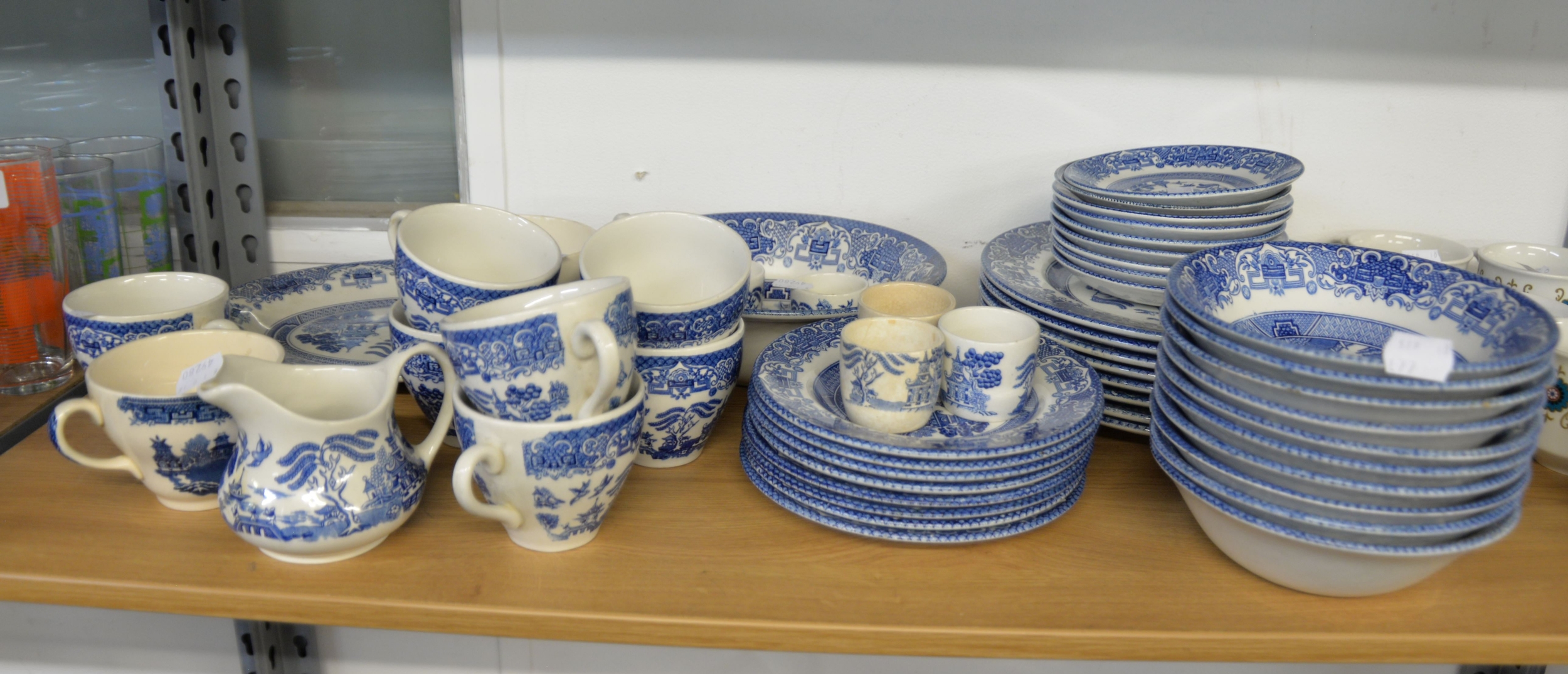 COLLECTION OF 1960S/70S COLOUR PRINTED GLASS TUMBLERS,  TOGETHER WITH 'REAL OLD WILLOW PATTERN' TO - Image 2 of 2