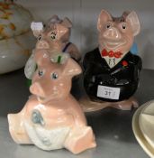FULL SET OF FIVE NAT WEST PIGS, PIGGY BANKS, COMPLETE WITH STOPPERS (5)