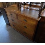 A VICTORIAN OAK CHEST OF TWO SHORT OVER TWO LONG DRAWERS, WITH BRASS SHELL DROP HANDLES (A.F.)