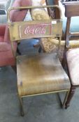 BENT LAMINATE TUBULAR STEEL CHAIR, WITH STENCILLED COCA COLA BRANDING