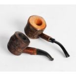 FRENCH VINTAGE RUSTIC TOBACCO PIPE, the bowl base incised - Real cherry, made in France, White Cross