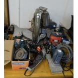 A PERFORMANCE 'FMTC 305MS' MITRE SAW, A BLACK AND DECKER GRINDER, A PERFORMANCE GRINDER, A BLACK AND