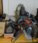 A PERFORMANCE 'FMTC 305MS' MITRE SAW, A BLACK AND DECKER GRINDER, A PERFORMANCE GRINDER, A BLACK AND