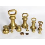 COLLECTION OF ELEVEN VINTAGE BRASS WEIGHTS, including SEVEN BELL SHAPED EXAMPLES, (11)