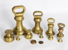 COLLECTION OF ELEVEN VINTAGE BRASS WEIGHTS, including SEVEN BELL SHAPED EXAMPLES, (11)