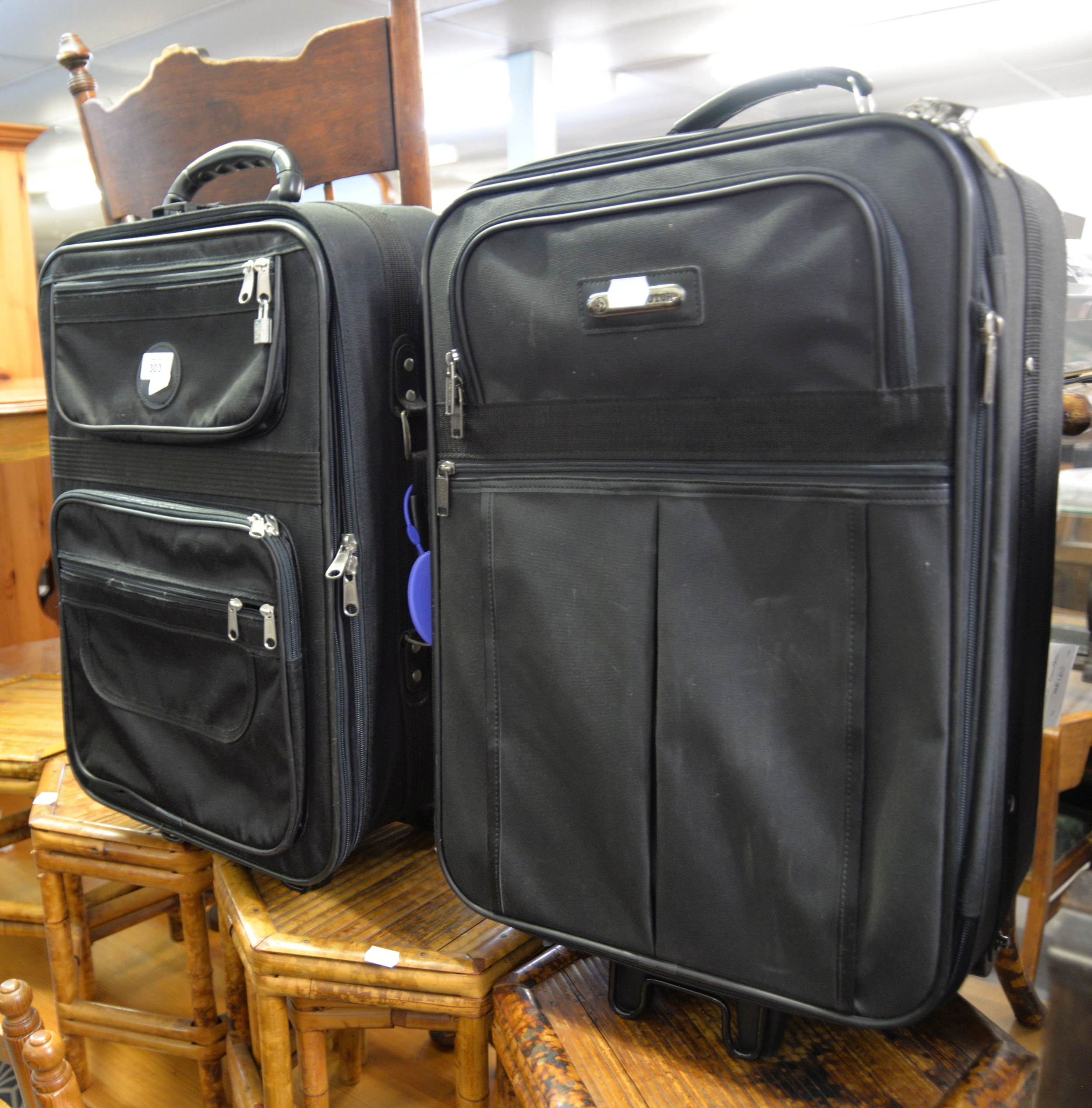 LOCOMOTOR DARK GREY CANVAS SUITCASE AND ANOTHER SIMILAR SUITCASE (2)