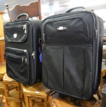 LOCOMOTOR DARK GREY CANVAS SUITCASE AND ANOTHER SIMILAR SUITCASE (2)
