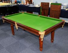 EARLY TWENTIETH CENTURY RILEY MAHOGANY QUARTER SIZED COMBINATION SNOOKER/ DINING TABLE WITH SLATE