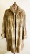 LADY'S FULL-LENGTH RABBIT FUR COAT, with hook fastening front, slit pockets and deep cuffs