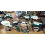 ROYAL DOULTON CHARACTER JUGS; EIGHT FULL SIZE JUGS TO INCLUDE; MONTY, DICK TURPIN, MERLIN,