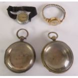 A 19TH CENTURY SILVER POCKET WATCH PAIR CASE, 5cm diameter; and a VICTORIAN EXAMPLE DITTO; a LADY’