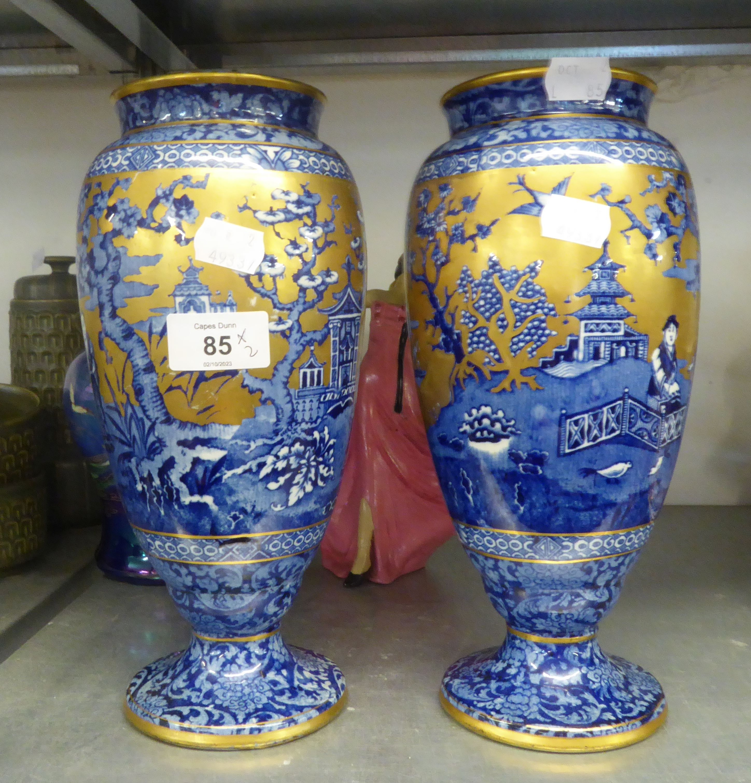 A PAIR OF PRE-WAR J. KENT (FOLEY WORKS) CHINOISERIE STYLE VASES (2)