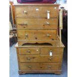 AN ANTIQUE PINE CHEST OF TWO SHORT OVER TWO LONG DRAWERS AND A PINE CHEST OF 3 DRAWERS (2)