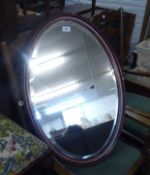 EDWARDIAN MAHOGANY WALL MIRROR, WITH BEVELLED EDGE PLATE, 2’5” X 1’8” OVERALL