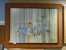 1960's PRINT ON BOARD QUIXOTE AND SANCHEZ BY COLIN PAYNTON