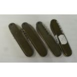 PENKNIVES; FOUR WEST GERMAN BUNDESWEHR MILITARY ARMY KNIFE FOLDING TOOLS (4)