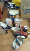 ROYAL DOULTON CHARACTER JUGS; FULL SIZED BEEFEATER PLUS JOHN DOULTON AND SIGNED SIR HENRY DOULTON