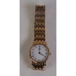 ROTARY, SWISS LADY'S QUARTZ GOLD PLATED BRACELET WATCH, with circular white Roman dial, integral