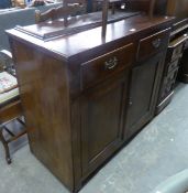 1920’S OAK LIBRARY BOOKCASE BASE, WITH TWO DRAWERS OVER A CUPBOARD WITH TWO DOORS, 3’6” WIDE AND A