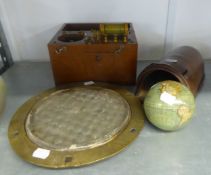 MIXED COLLECTABLES TO INCLUDE; POLO BALL HOLDER, PORTHOLE, SMALL GLOBE AND A ELECTROTHERAPY SHOCK