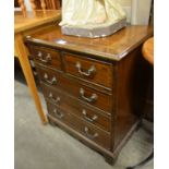 A MAHOGANY LINE INLAID GEORGIAN STYLE SMALL CHEST OF TWO SHORT AND THREE LONG DRAWERS, 2’ WIDE