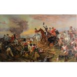 AN EARLY 1900's CHROMOLITHOGRAPH 'WELLINGTON AT WATERLOO' and another MODERN REPRODUCTION MILITARY