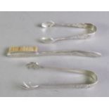 PAIR OF EDWARD VII PIERCED SILVER SUGAR TONGS, 4” (10.2cm) long, Sheffield 1900, 0.63ozt, together