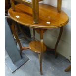 A MAHOGANY FRENCH STYLE OCCASIONAL TABLE WITH UNDERTIER