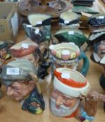 ROYAL DOULTON CHARACTER JUGS; EIGHT FULL SIZE JUGS TO INCLUDE; GRANNY, NEPTUNE, THE CAVALIER,