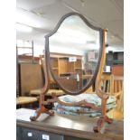 A MAHOGANY HEART SHAPED CHEVAL SWING TOILET MIRROR