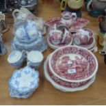 COLLECTED CERAMICS; TO INCLUDE; POWDER BLUE FOLEY STYLE TEA WARES, COPELAND 'SPODE TOWERS' TEA AND