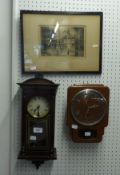 A MODERN VIENNA STYLE SMALL WALL CLOCK, 31 DAY MECHANICAL MOVEMENT, A METAL 'ENFIELD' WALL CLOCK AND