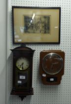 A MODERN VIENNA STYLE SMALL WALL CLOCK, 31 DAY MECHANICAL MOVEMENT, A METAL 'ENFIELD' WALL CLOCK AND