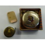A SMALL 9ct GOLD CLOVER LEAF STUD EARRING; AN ELIZABETH II CORONATION SOUVENIR PLATED POCKET TOBACCO
