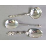 EDWARD VII SILVER SEAL TOP SPOON, 6 ¾” (17.1cm) long, London 1903, together with TWO CONTINENTAL