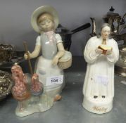 WESLEY FIGURE AND A LLADRO FIGURE, LADY WITH THREE TURKEYS (2)