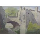 WYN HYDE (TWENTIETH CENTURY) THREE WATERCOLOURS ‘The Canal, Skipton’ Titled verso 9 ½” X 13 ½” (24.