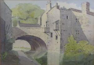 WYN HYDE (TWENTIETH CENTURY) THREE WATERCOLOURS ‘The Canal, Skipton’ Titled verso 9 ½” X 13 ½” (24.